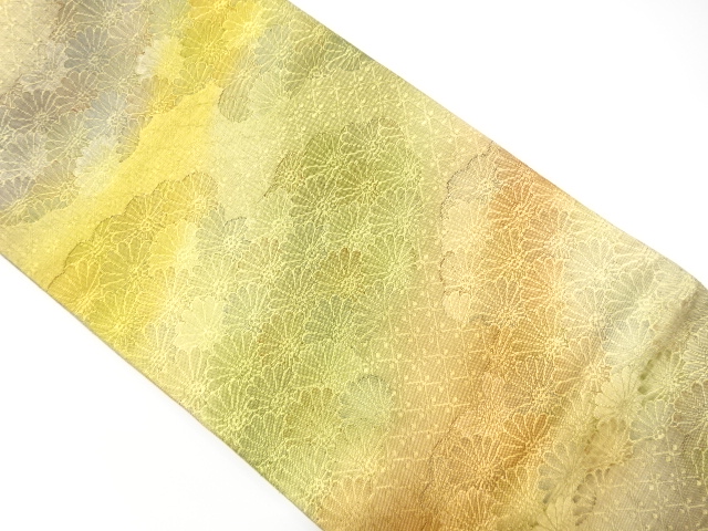 雲に菊尽くし模様織り出し袋帯